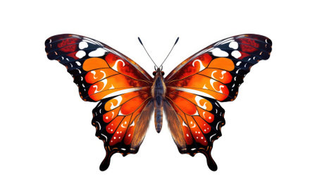 A white background showcases a lone butterfly. - image generated with Generative AIの素材