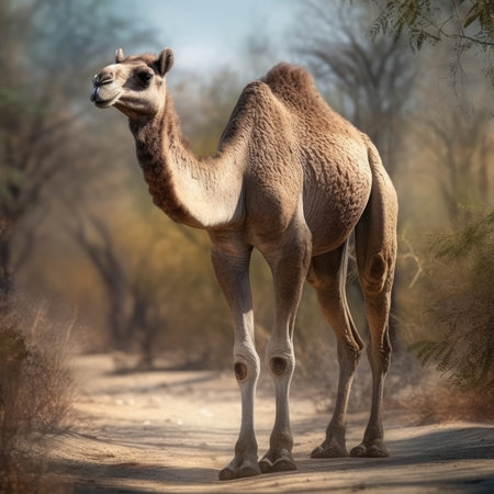 Camel in natural habitat - image generated with Generative AIの素材