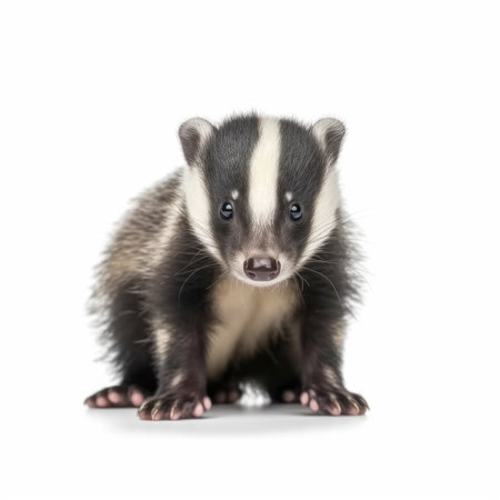 Baby Badger isolated on white background - generated with generative AIの素材