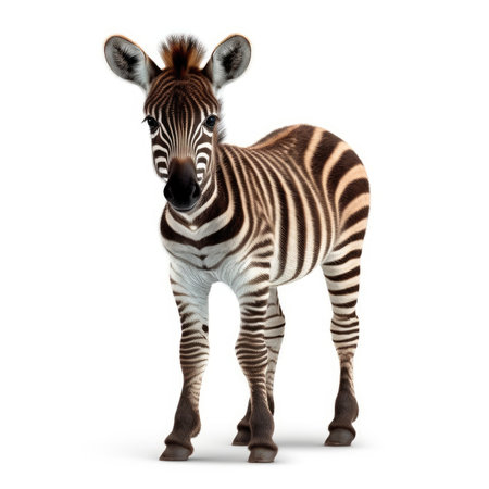 Baby Zebra isolated on white background - generated with generative AIの素材