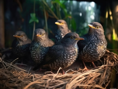 Group of Cuckoo in natural habitat - image generated with Generative AIの素材