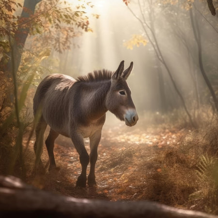 Donkey in natural habitat - image generated with Generative AIの素材