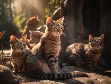 Group of Cat in natural habitat (generative AI)の素材