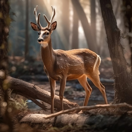 Deer in natural habitat - image generated with Generative AIの素材