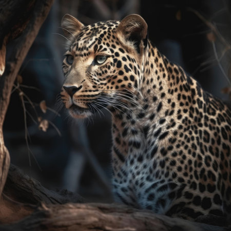 Leopard in natural habitat - image generated with Generative AIの素材