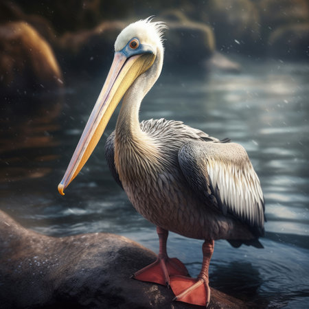 Pelican in natural habitat - image generated with Generative AIの素材