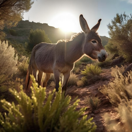 Mule in natural habitat - image generated with Generative AIの素材