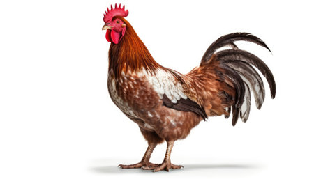 'A chicken on white background.' - image generated with Generative AIの素材