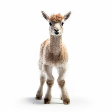 Baby Llama isolated on white background - generated with generative AIの素材
