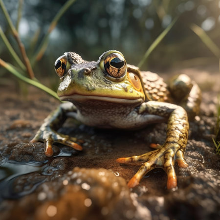Frog in natural habitat - image generated with Generative AIの素材