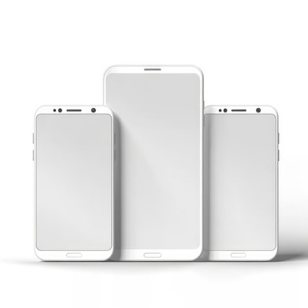Empty white smartphone with white background, no text. - image generated with Generative AIの素材