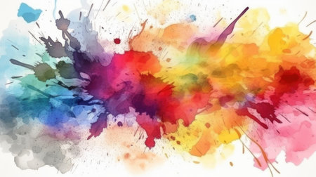 The background features splashes of watercolor. - image generated with Generative AIの素材