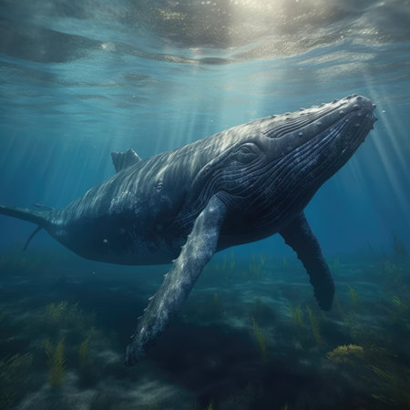 Humpback Whale in natural habitat - image generated with Generative AIの素材