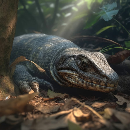 Monitor lizard in natural habitat - image generated with Generative AIの素材