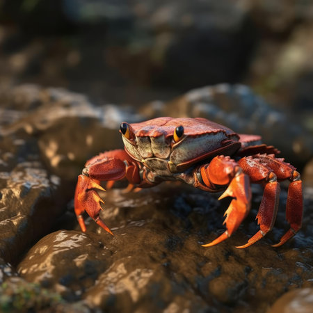 Crab in natural habitat - image generated with Generative AIの素材