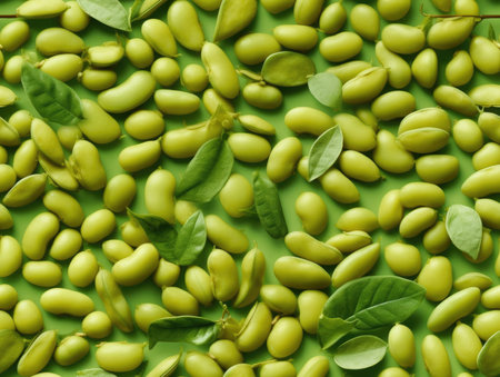 Fava Beans background as seamless tile, high detailed - generated with generative AIの素材