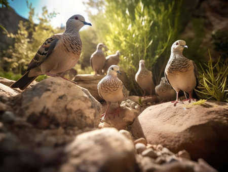Group of Dove in natural habitat (generative AI)の素材