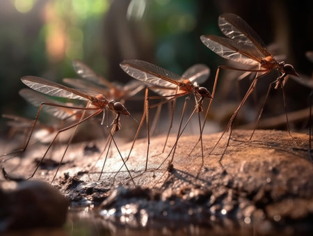 Group of Crane Fly in natural habitat (generative AI)の素材