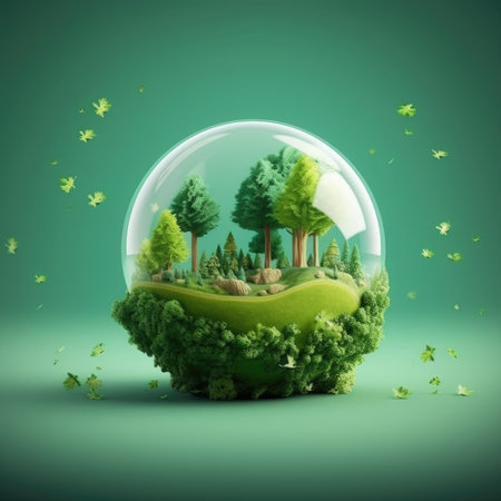 Green globe represents world environment and Earth Day. - image generated with Generative AIの素材