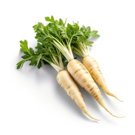 Parsnips isolated on white background - generated with generative AIの素材