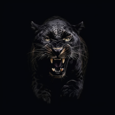 This digital art banner features a panther on black background. - image generated with Generative AIの素材