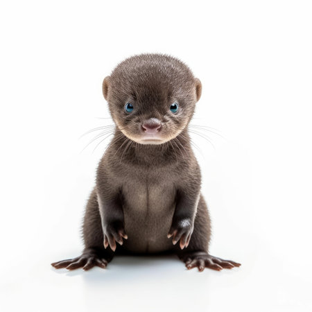Baby Otter isolated on white background - generated with generative AIの素材