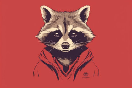 Selective focus generated beautiful portrait of a cute raccoon. - image generated with Generative AIの素材