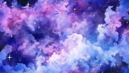 A beautiful universe night sky with nebula and galaxy background. - image generated with Generative AIの素材