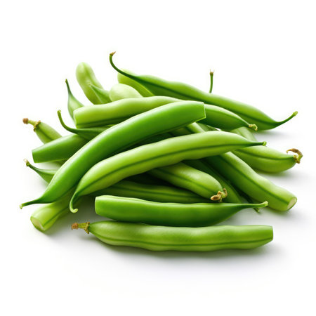 Green beans isolated on white background - generated with generative AIの素材