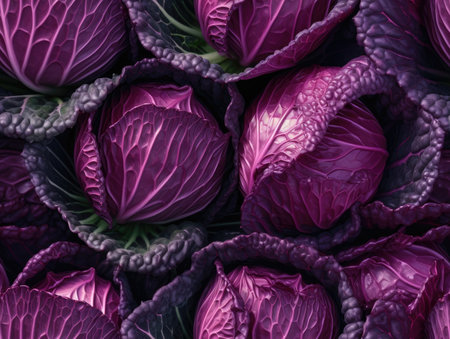 Red Cabbage background as seamless tile, high detailed - generated with generative AIの素材