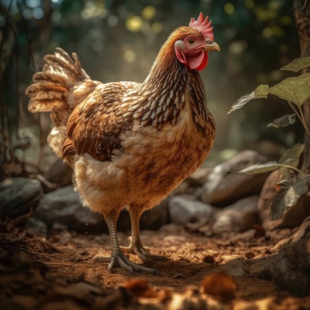 Chicken in natural habitat - image generated with Generative AIの素材