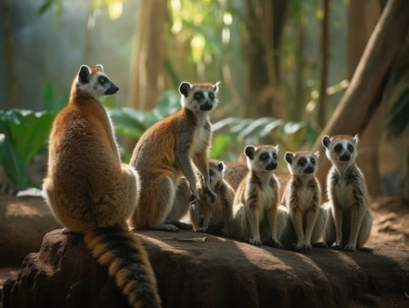 Group of Lemur in natural habitat (generative AI)の素材