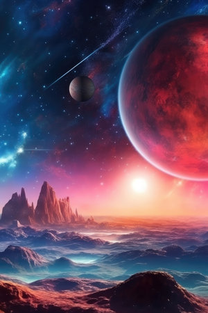 Astronomy-themed wallpaper featuring the universe, galaxy, and celestial bodies. - image generated with Generative AIの素材