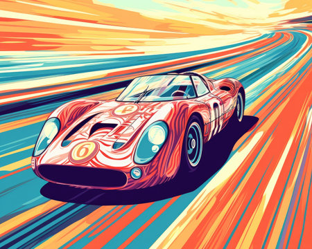 The racing car is moving. Image generated with Generative AIの素材