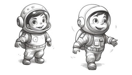 Sketch of cartoon kid space explorer for artistic inspiration. - image generated with Generative AIの素材