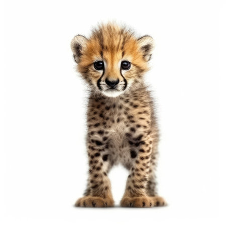 Baby Cheetah isolated on white background - generated with generative AIの素材