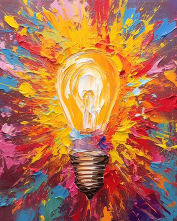 An inspiring explosion of colorful paint signifies a eureka moment. - image generated with Generative AIの素材