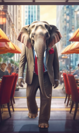 Elephant dressed in a suit like a businessman - generated with generative AIの素材