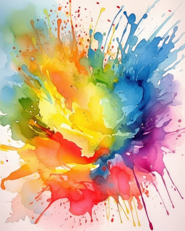 This artwork features colorful splashes in watercolor and spray-paint style. - image generated with Generative AIの素材