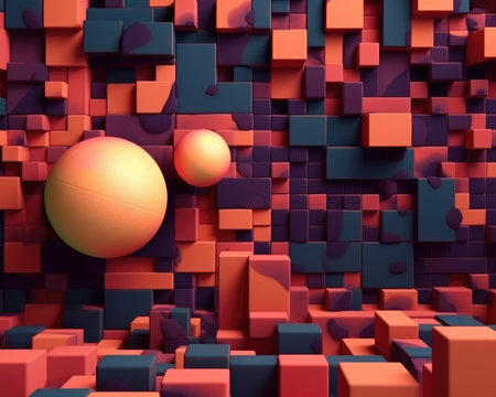 A background consisting of 3D abstract designs. Image generated with Generative AIの素材
