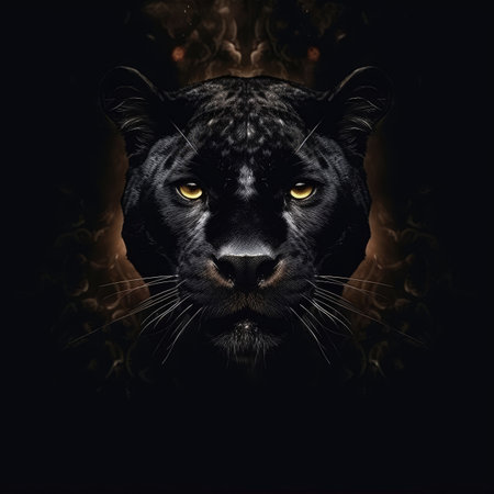 This digital art banner features a panther on black background. - image generated with Generative AIの素材