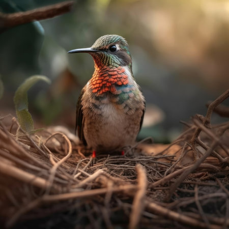 Hummingbird in natural habitat - image generated with Generative AIの素材