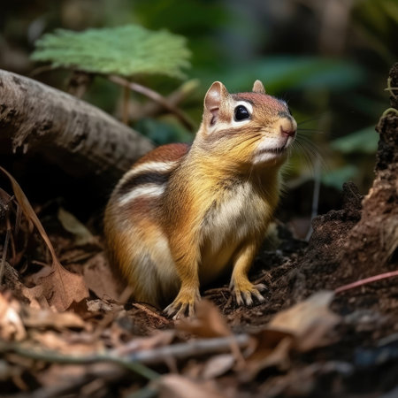 Chipmunk in natural habitat - image generated with Generative AIの素材