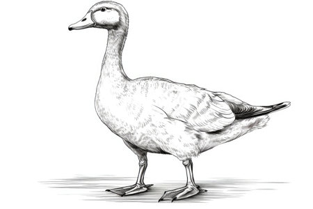 Cute Goose drawing on white background - generated with generative AIの素材