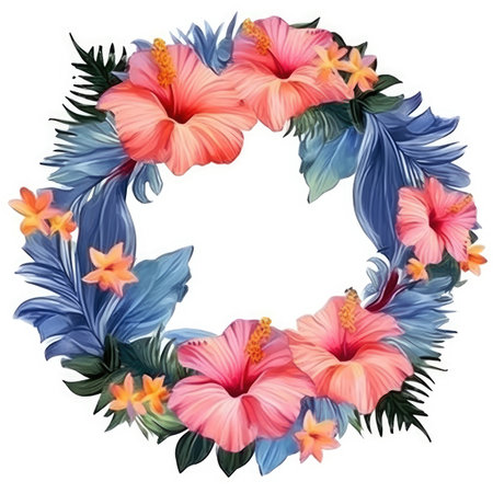 An AI-generated banner with colorful tropical plants and flowers. Image generated with Generative AIの素材