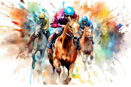 Enjoy stunning 3D horse racing design for your project. - image generated with Generative AIの素材
