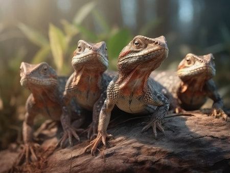 Group of Lizard in natural habitat (generative AI)の素材