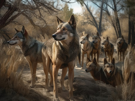 Group of Wolf in natural habitat (generative AI)の素材