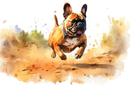 An illustration of a french bulldog watercolor. Image generated with Generative AIの素材