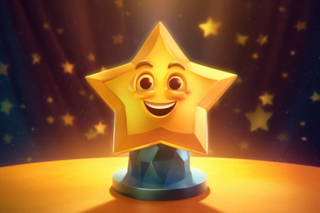 'The award winner received a golden star trophy.' Image generated with Generative AIの素材
